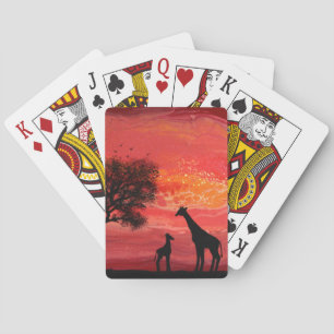 Baraja De Cartas jirafas al atardecer