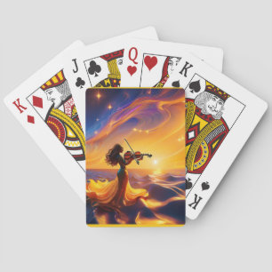 Baraja De Cartas Joven Chica asiático jugando a la escena surrealis