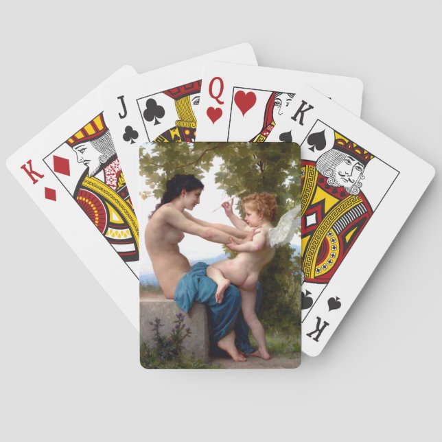 Baraja De Cartas Joven Chica defendiéndose de Eros Cupido (Reverso)