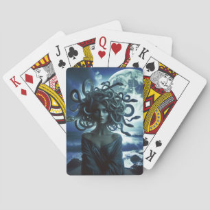 Baraja De Cartas Joven hermosa Medusa por la Luna y el Océano