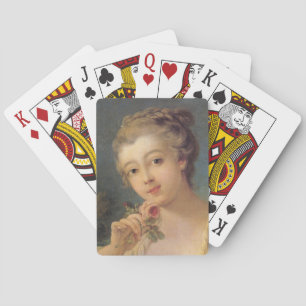 Baraja De Cartas Joven mujer ramo de rosas por Francois Boucher