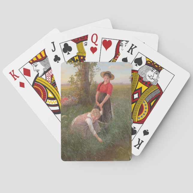 Baraja De Cartas Jóvenes Chicas recogiendo flores (Reverso)