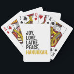 Baraja De Cartas Joy Love Latkes Peace Hanukkah Funny Jewish<br><div class="desc">gracioso,  judío,  latke,  regalo,  cumpleaños,  chanukah,  judío,  vacaciones,  menorah</div>