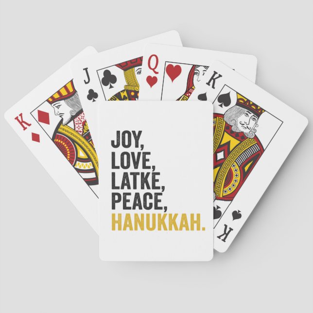 Baraja De Cartas Joy Love Latkes Peace Hanukkah Funny Jewish (Reverso)