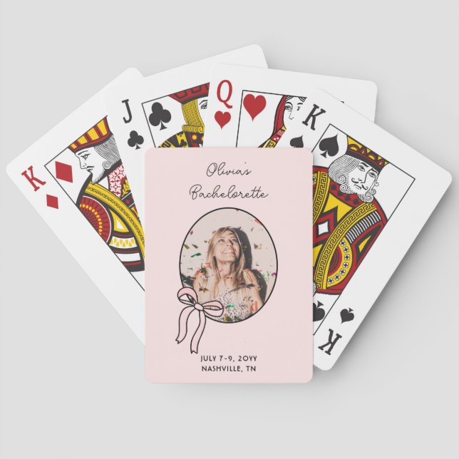 Baraja De Cartas Juego de Bachelorette Pink Coquette Girly (Reverso)