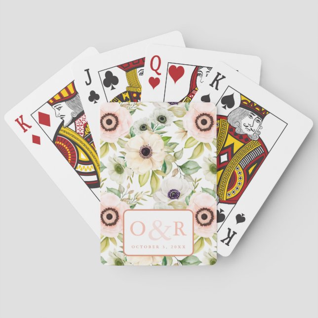 Baraja De Cartas Juego de Boda de anémona floral (Reverso)