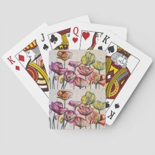 Baraja De Cartas Juego de tarjetas de reproducción de flor de color