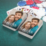 Baraja De Cartas Juego en la foto familiar<br><div class="desc">Tarjeta de reproducción de fotos moderna y de moda. Diseño con tu foto individual favorita y guión de tipografía "GAME ON". Personaliza con un nombre o texto familiar.</div>