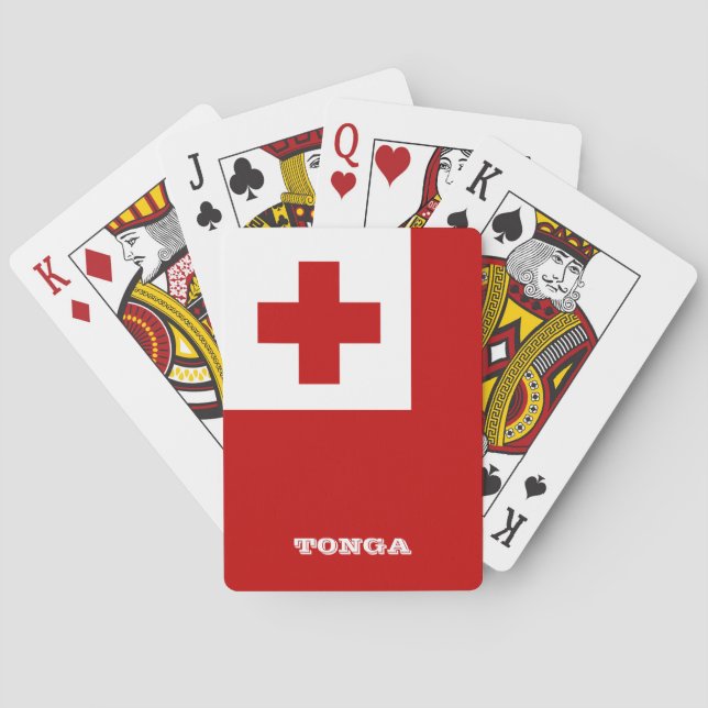Baraja De Cartas Juegos con bandera de Tonga, tarjetas de reproducc (Reverso)