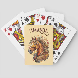 Baraja De Cartas Jugador caballo Personalizado marrón y amarillo