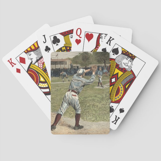 Baraja De Cartas Jugador de béisbol lanzado hacia fuera en la (Reverso)