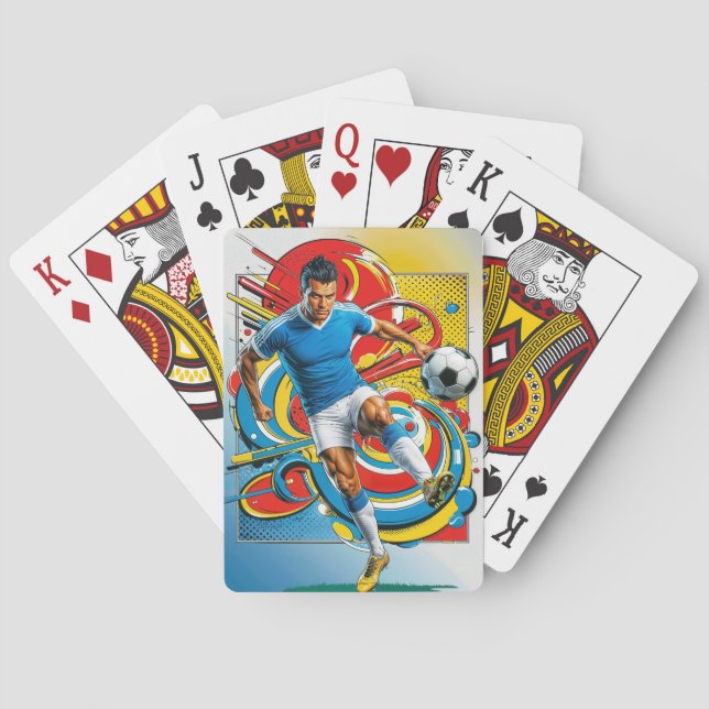Baraja De Cartas Jugador de fútbol dinámico en acción (Reverso)