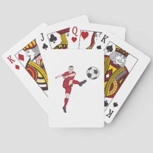 Baraja De Cartas Jugador de Fútbol Retro Pateando Balón en Acción d