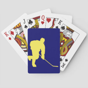BARAJA DE CARTAS JUGADOR DE HOCKEY AZUL Y ORO