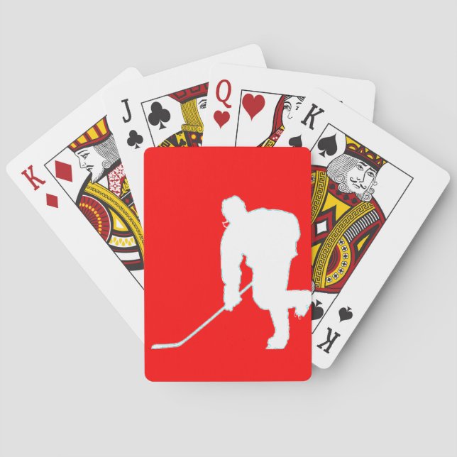 BARAJA DE CARTAS JUGADOR DE HOCKEY ROJO Y BLANCO 3 (Reverso)