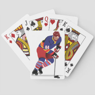 Baraja De Cartas Jugador de Hockey sobre Hielo en Acción Equipo Roj