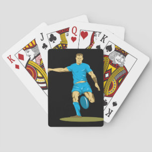 Baraja De Cartas Jugador de Rugby Pateando Balón Deportes Atléticos
