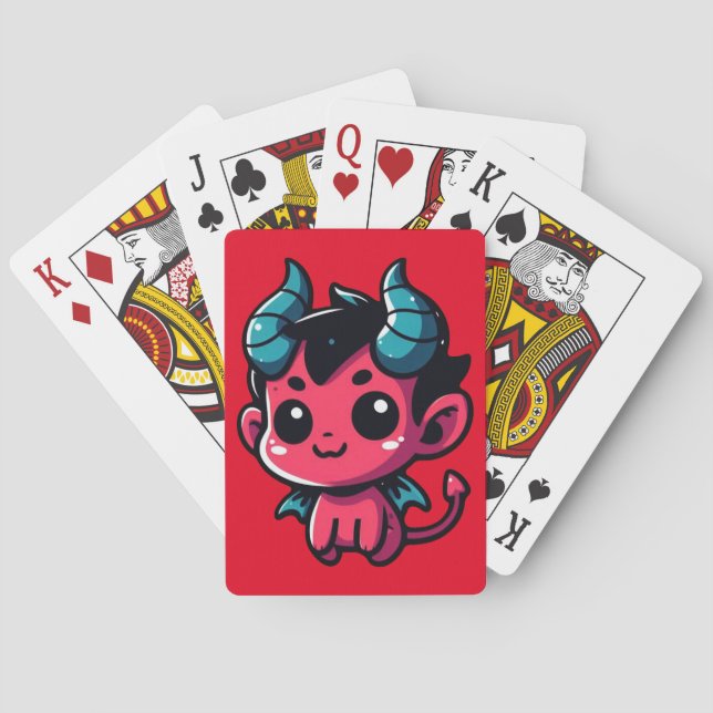 Baraja De Cartas Jugador diablo rojo - Personalizado, personaje, ro (Reverso)