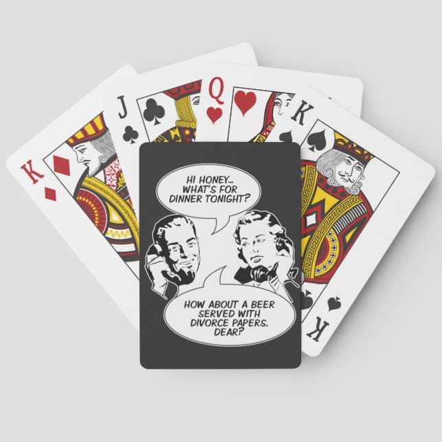 Baraja De Cartas Jugadores de humor feminista retro (Reverso)