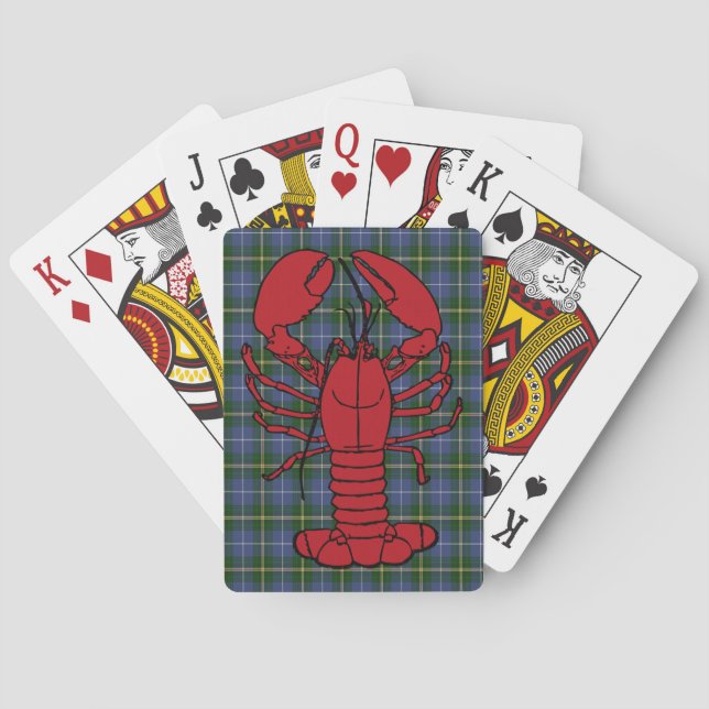 Baraja De Cartas Jugadores de New Scotia Tartan Lobster (Reverso)