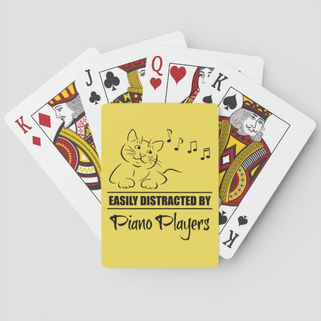 Baraja De Cartas Jugadores de piano distraen fácilmente a un gato c (Reverso)