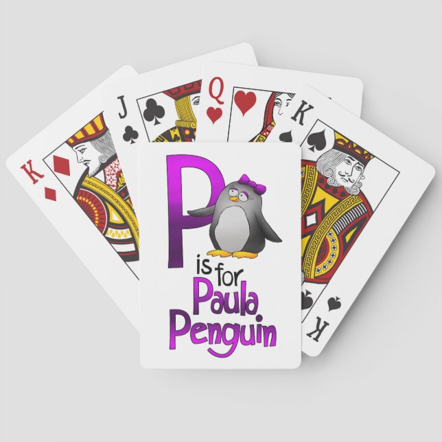 Baraja De Cartas Jugando cartas, P es para Paula Penguin (Reverso)