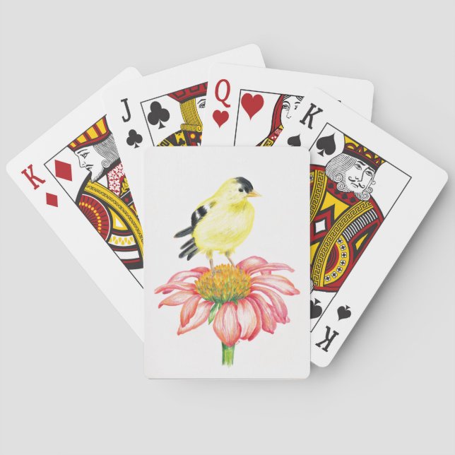 Baraja De Cartas Jugando con la tarjeta Goldfinch/Coneflower, (Reverso)