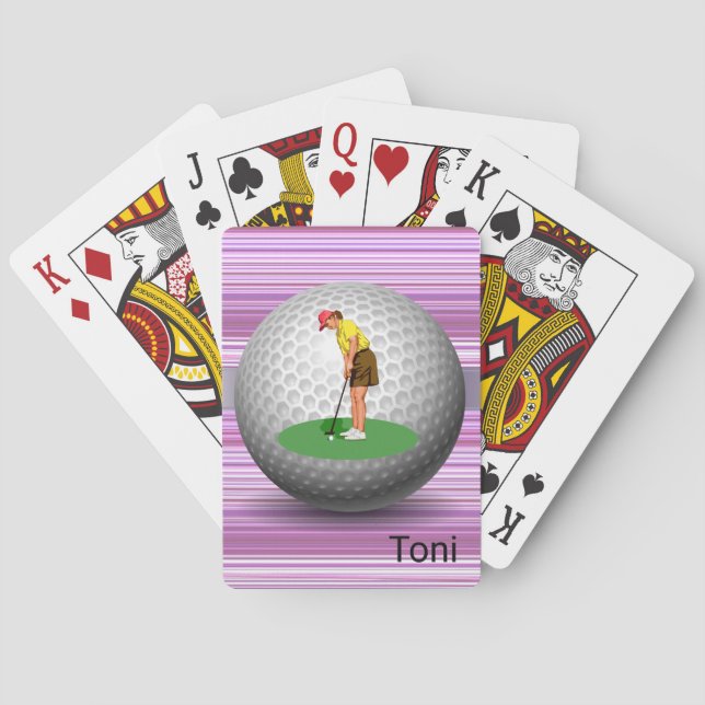 Baraja De Cartas Jugando con tarjeta Deck Purple Stripe Golf Balls  (Reverso)