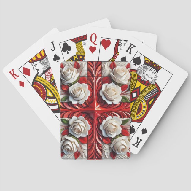 Baraja De Cartas Jugar tarjetas con el diseño de Rosas ingleses (Reverso)