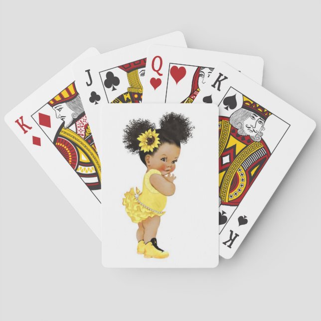 Baraja De Cartas Juguetes de bebé de girasol afroamericano (Reverso)