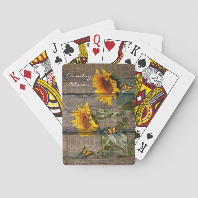 Baraja De Cartas Junta de Barniz de Mariposas Rusas Sunflower (Reverso)