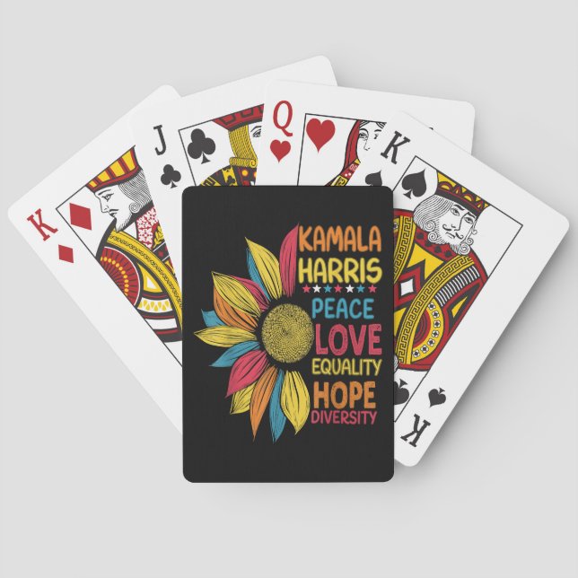 Baraja De Cartas Kamala Harris Peace Love Equality Hope Diversity (Reverso)