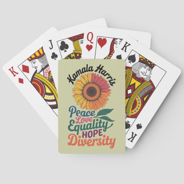 Baraja De Cartas Kamala Harris Peace Love Equality Hope Diversity (Reverso)