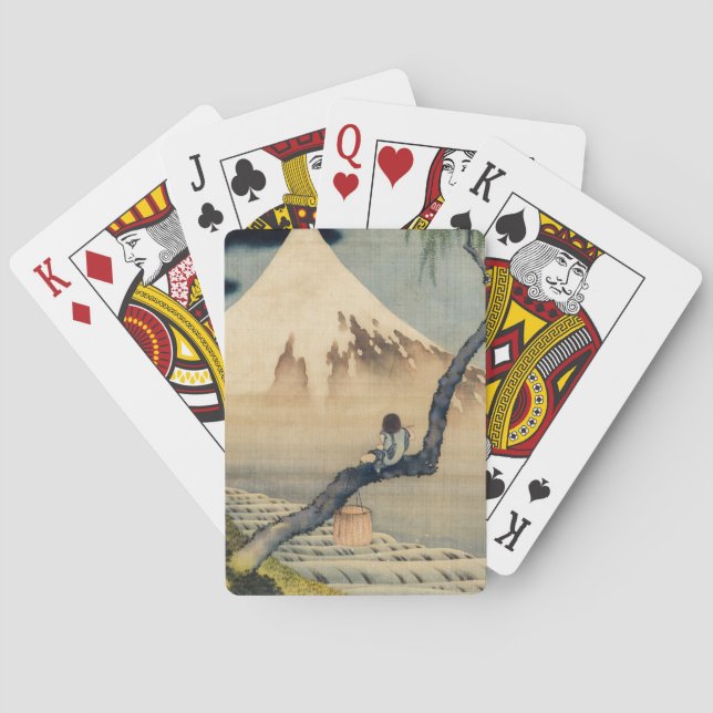 Baraja De Cartas Katsushika Hokusai - Muchacho viendo el Monte Fuji (Reverso)