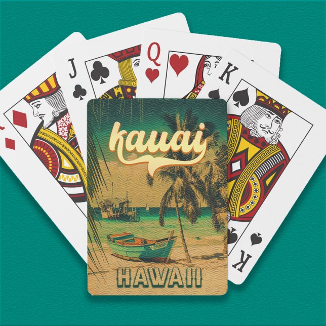 Baraja De Cartas Kauai Beach Hawaii Retro Palm Trees Souvenirs de l (Subido por el creador)