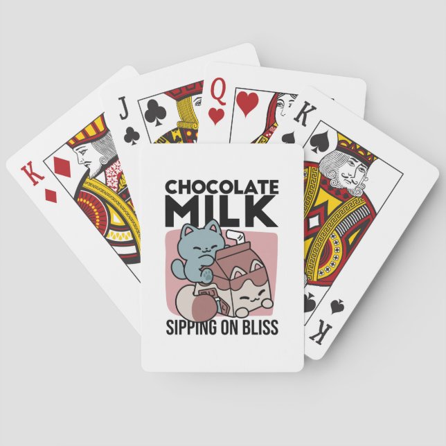 Baraja De Cartas Kawaii Chocolate Milk Cat – Cozy Drink & Cuteness  (Reverso)