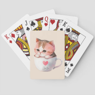 Baraja De Cartas Kawaii Cute Strite Pink Chibi Cat