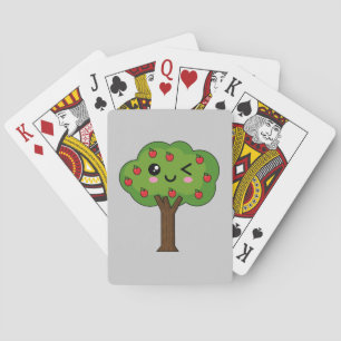 Baraja De Cartas Kawaii feliz árbol de manzanas