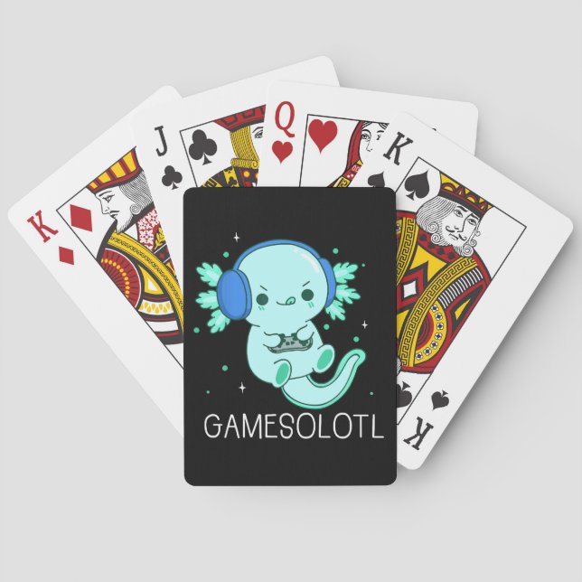 Baraja De Cartas Kawaii Gamesolotl Axolotl Gamer (Reverso)