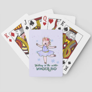 Baraja De Cartas Kawaii Unicorn   Caminar durante el invierno