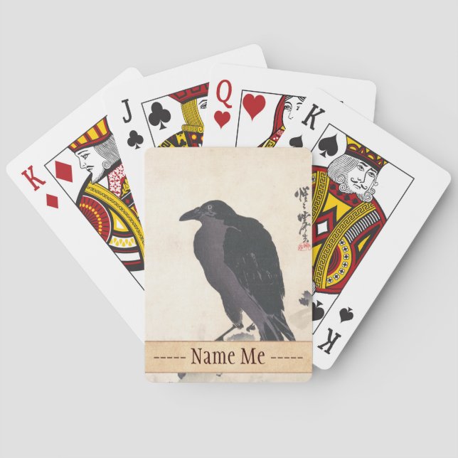 Baraja De Cartas Kawanabe Kyōsai Crow Resting on Wood Trunk art (Reverso)