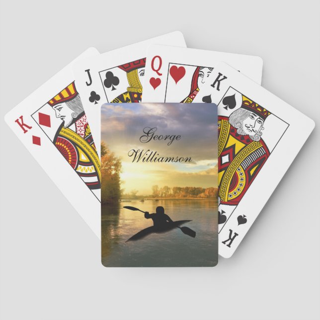 Baraja De Cartas Kayaking across sunset Lake - Personalize (Reverso)