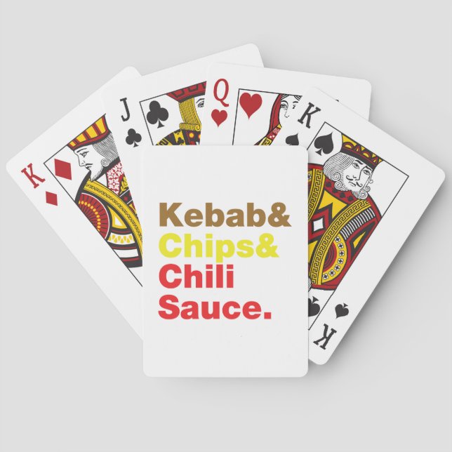 Baraja De Cartas Kebab, Chips y Salsa de Chili. (Reverso)