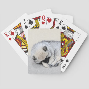 Baraja De Cartas Keeshond Sleeping Pinting Pintura Original De Perr