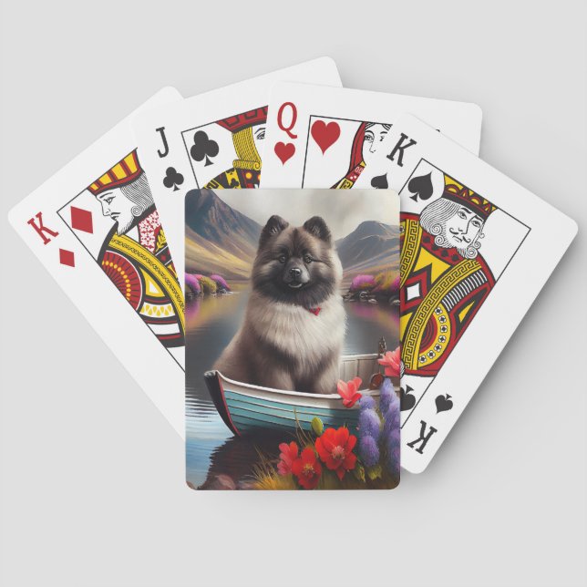 Baraja De Cartas Keeshond sobre un remo: una aventura escénica (Reverso)