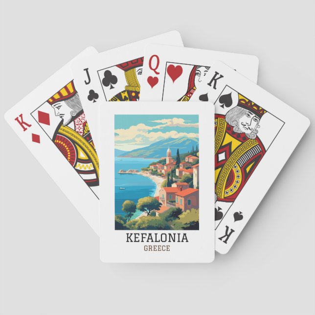 Baraja De Cartas Kefalonia Grecia Viaje retro vintage (Reverso)