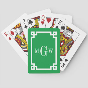 Baraja De Cartas Kelly Verde Peso Clave Griega #2 Marco 3 Inicial M
