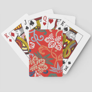 Baraja De Cartas Kimono japonés rojo hawaiano