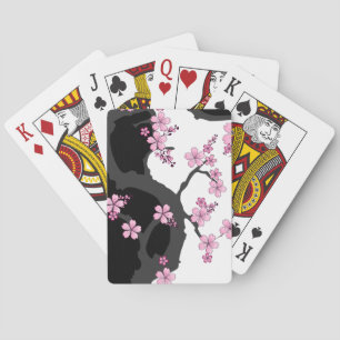 Baraja De Cartas Kimono japonés Sakura negro y rosa blanco