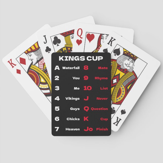 Baraja De Cartas Kings Cup Bebe Game Rules Black (Reverso)